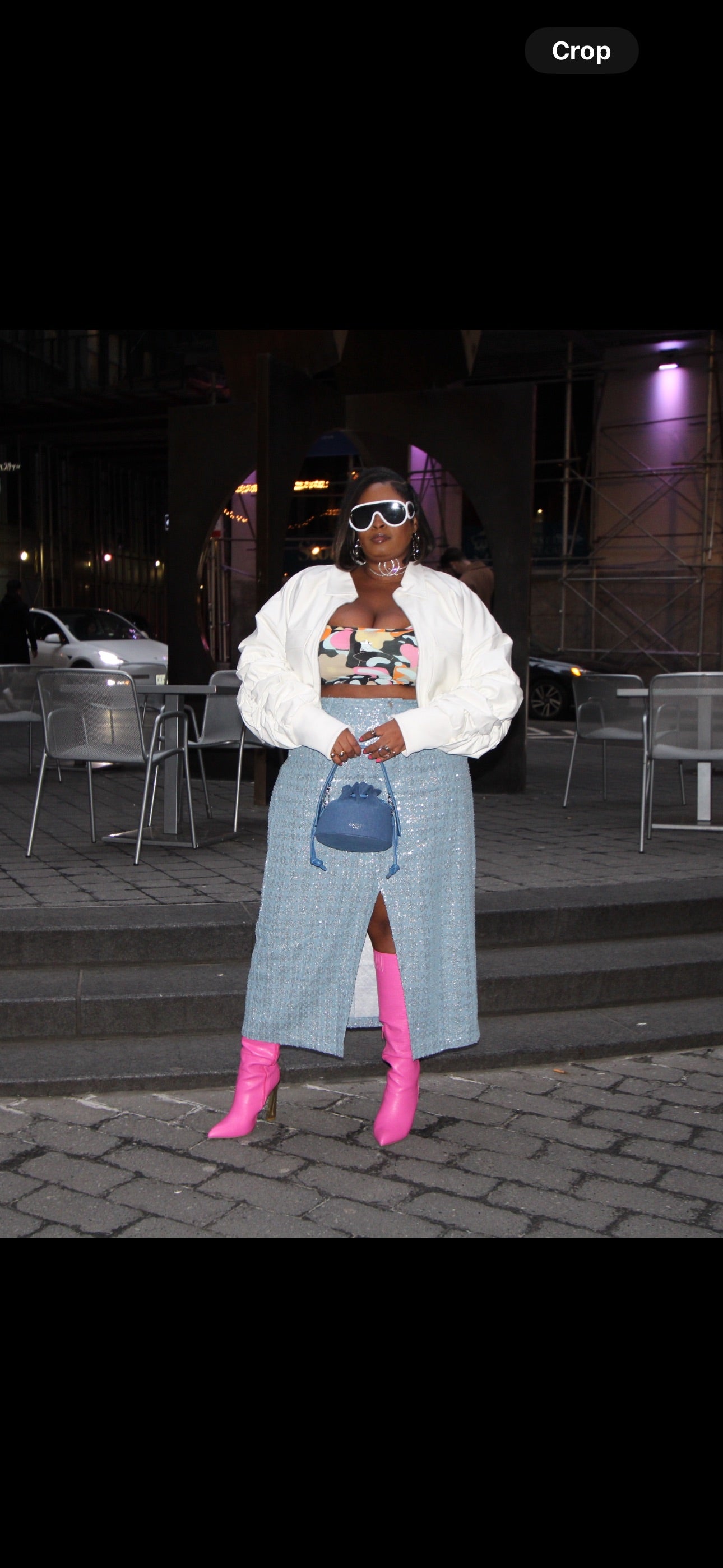 ANiCE’ By Angel Angelou Drawstring Indigo Denim Bucket Bag image 9