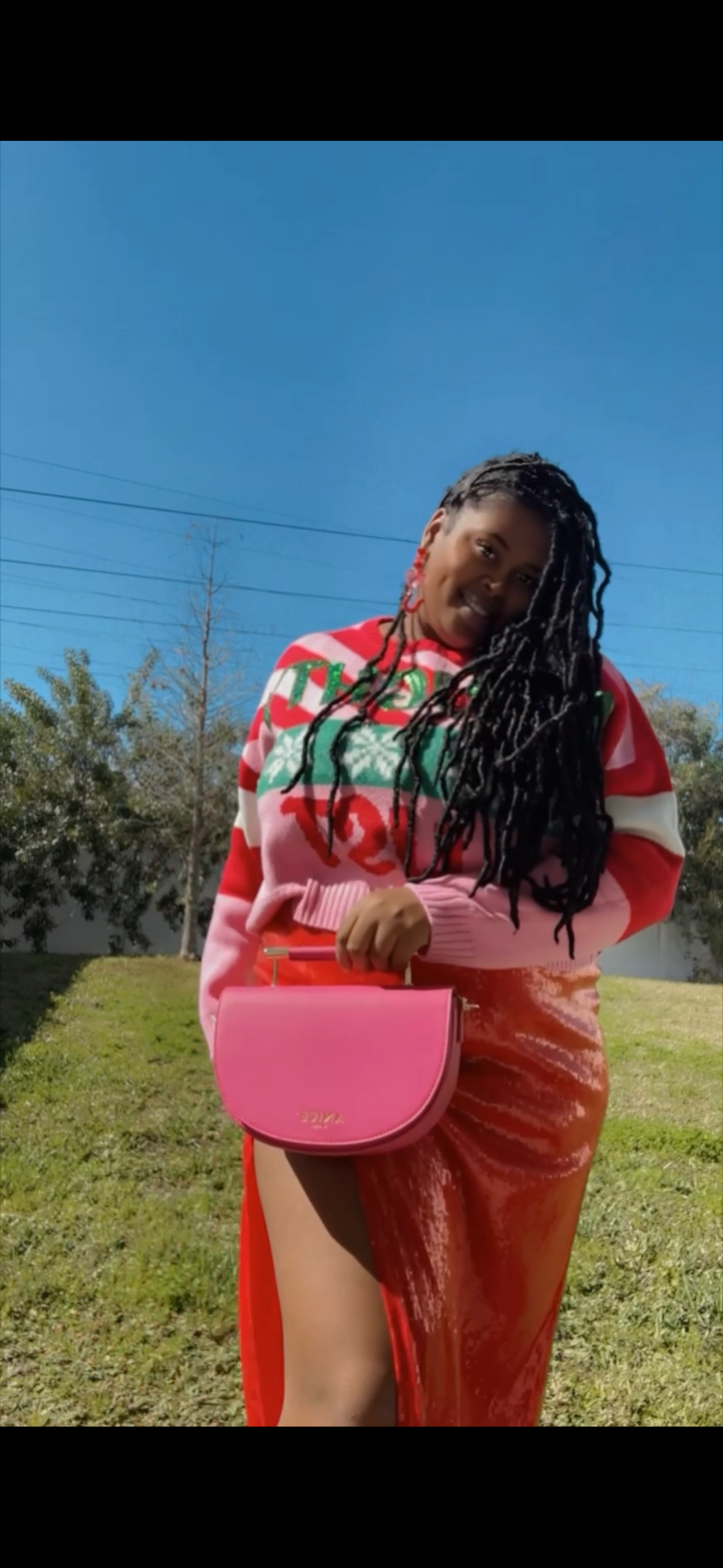 ANiCE’ By Angel SHAKUR Half Moon Metal Leather Top-Handle in Fuschia image 9