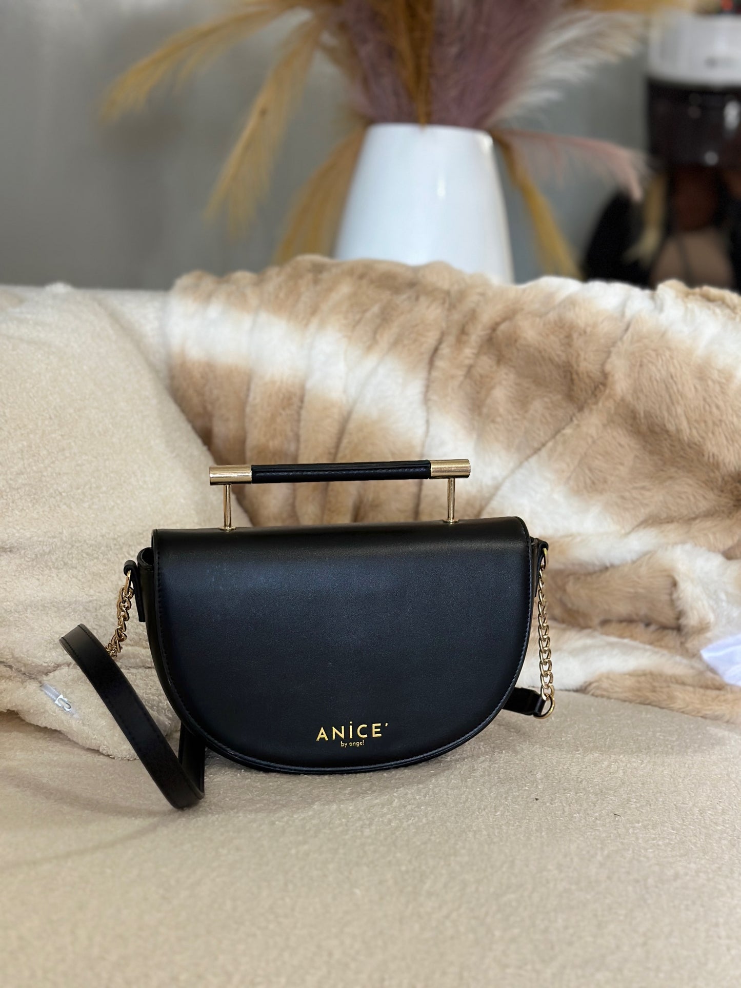 ANiCE’ By Angel SHAKUR Half Moon Metal Leather Top-Handle image 9