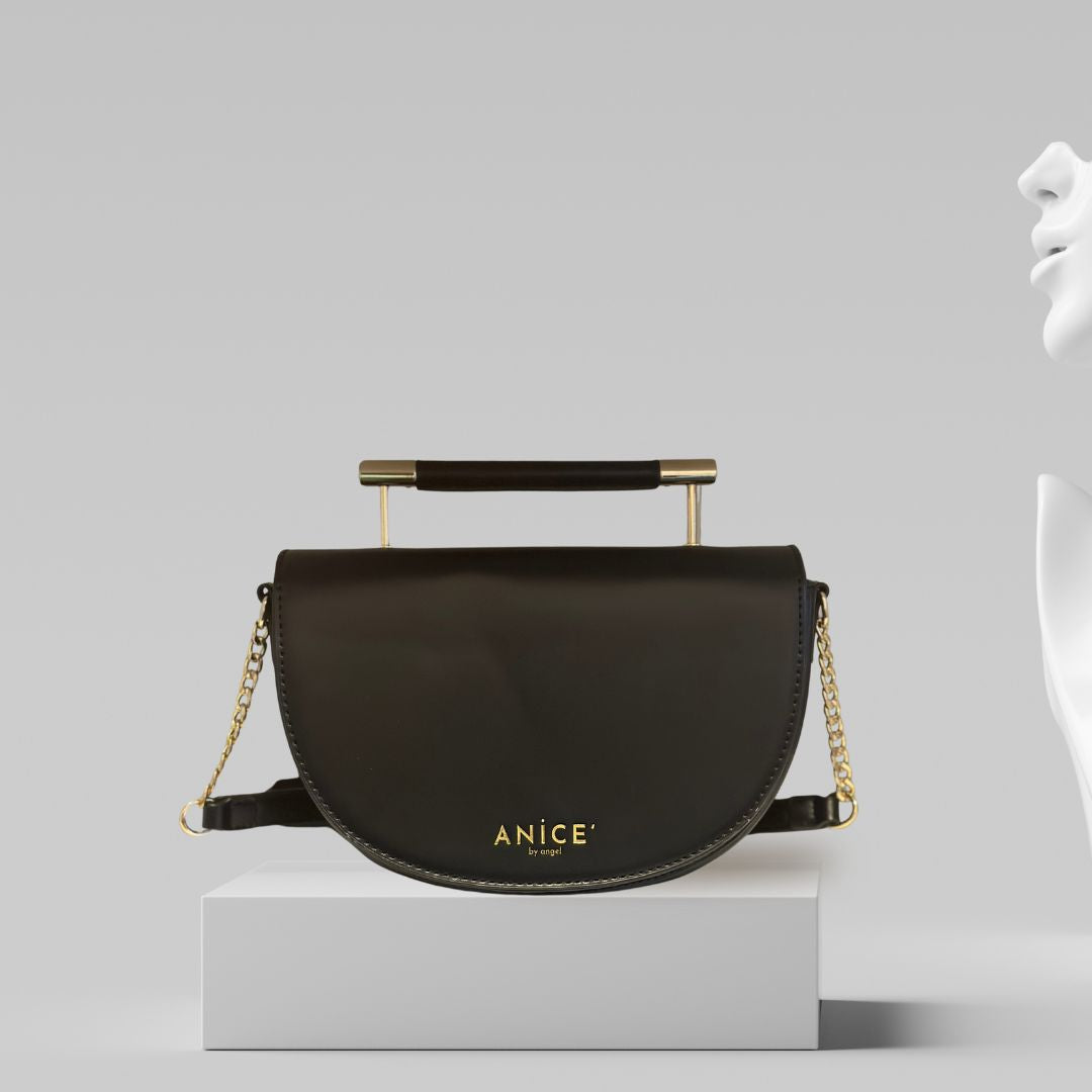 ANiCE’ By Angel SHAKUR Half Moon Metal Leather Top-Handle image 0