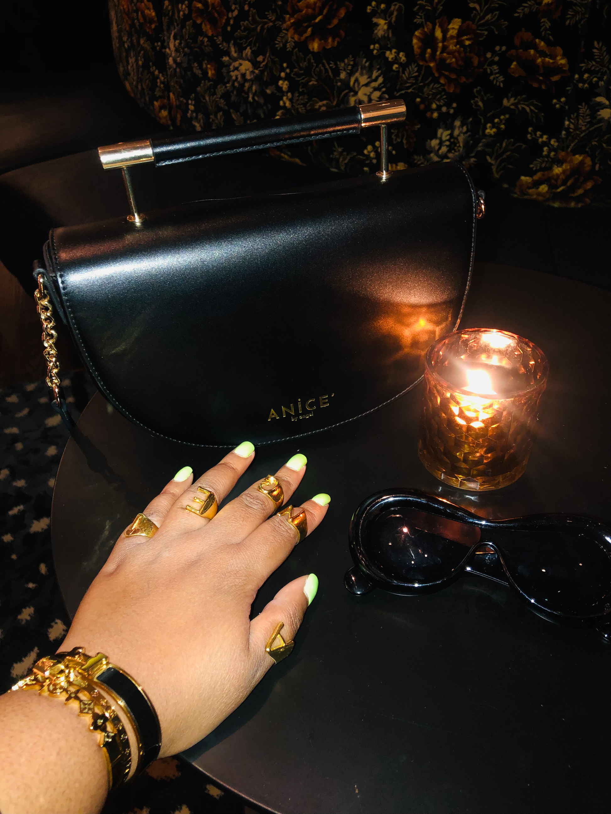 ANiCE’ By Angel SHAKUR Half Moon Metal Leather Top-Handle image 4