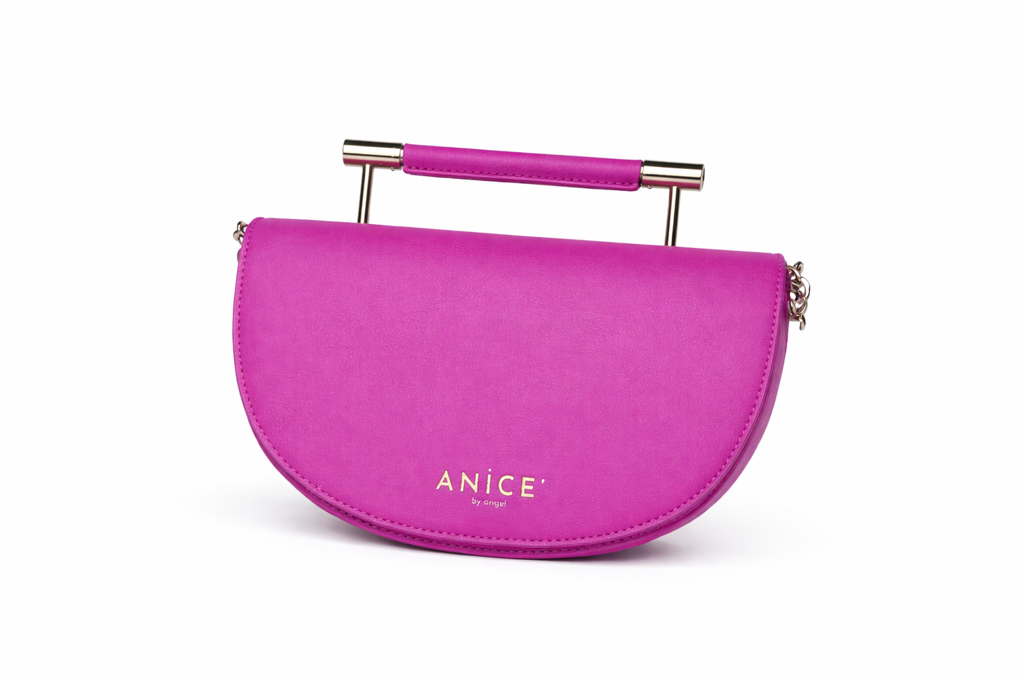 ANiCE’ By Angel SHAKUR Half Moon Metal Top-Handle in Fuschia