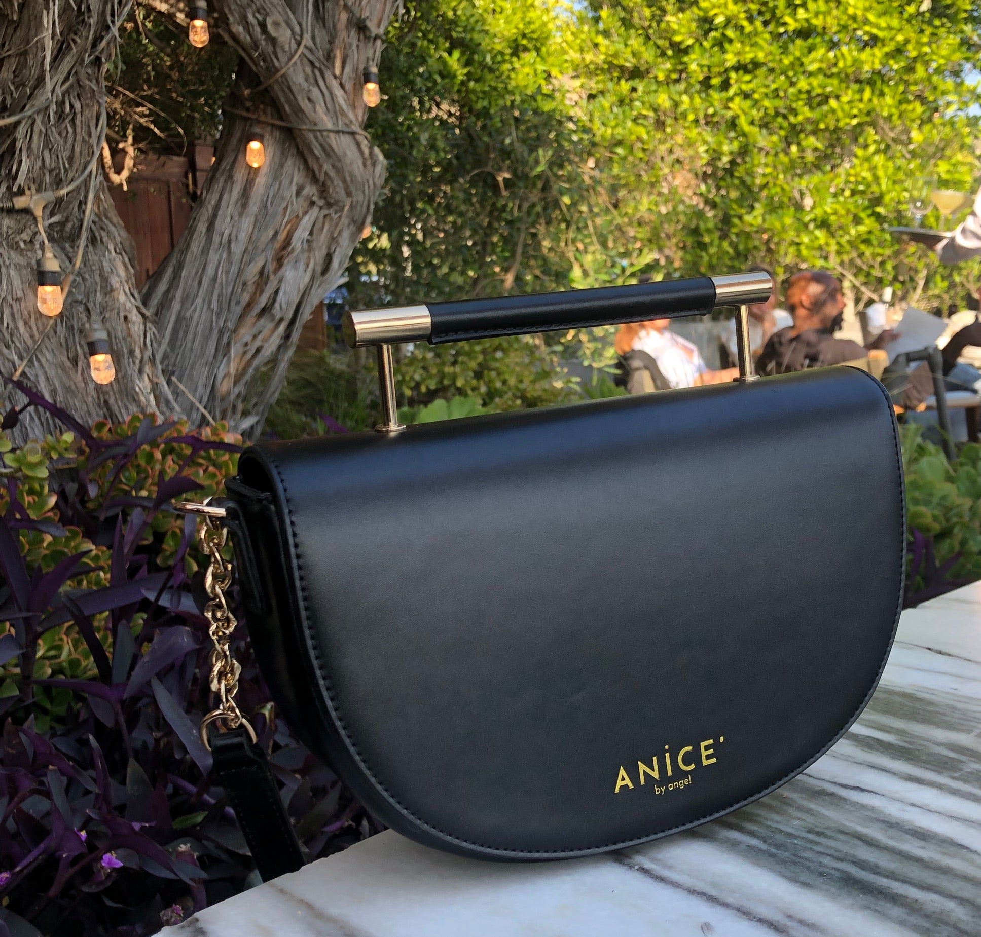 ANiCE’ By Angel SHAKUR Half Moon Metal Leather Top-Handle image 5