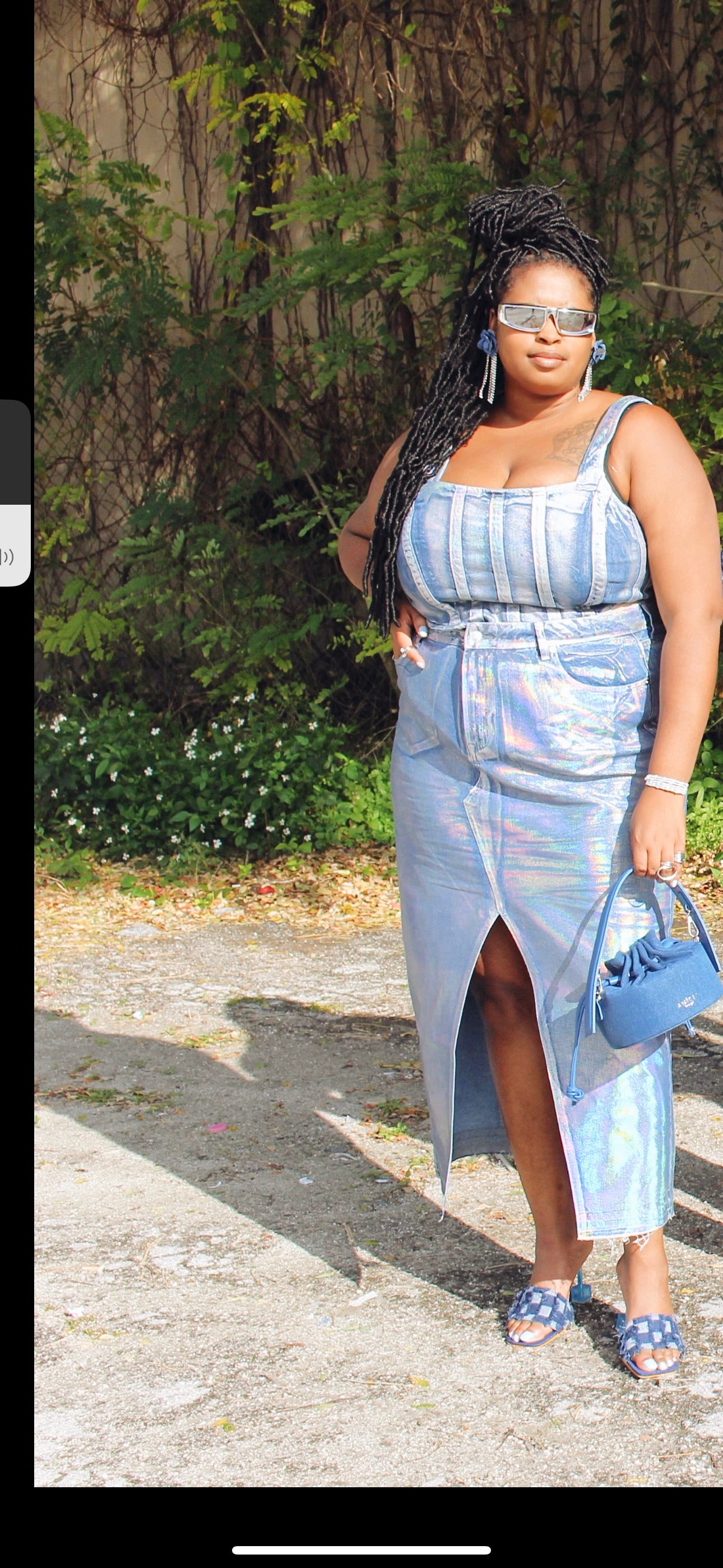  ANiCE’ By Angel Angelou Drawstring Indigo Denim Bucket Bag image 6