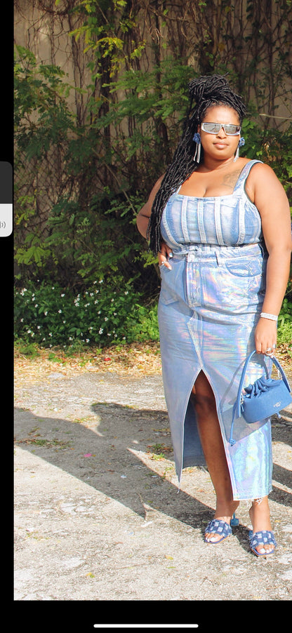  ANiCE’ By Angel Angelou Drawstring Indigo Denim Bucket Bag image 6