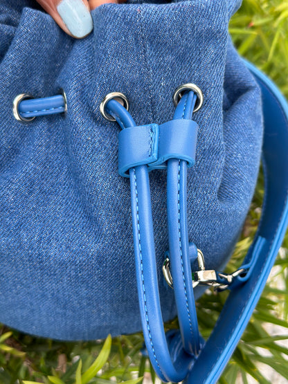  ANiCE’ By Angel Angelou Drawstring Indigo Denim Bucket Bag image 8