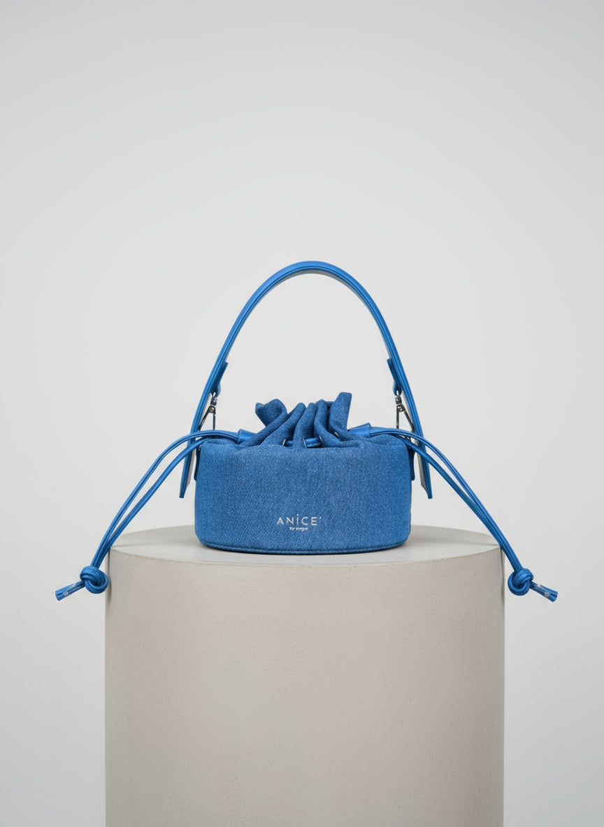  ANiCE’ By Angel Angelou Drawstring Indigo Denim Bucket Bag image 7