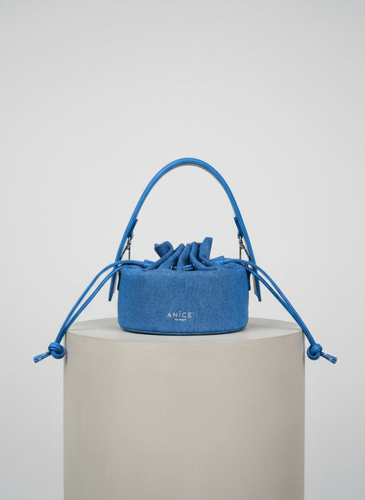  ANiCE’ By Angel Angelou Drawstring Indigo Denim Bucket Bag image 7