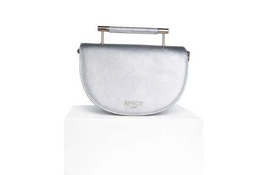 ANiCE’ By Angel SHAKUR Half Moon Metal Top-Handle in Silver