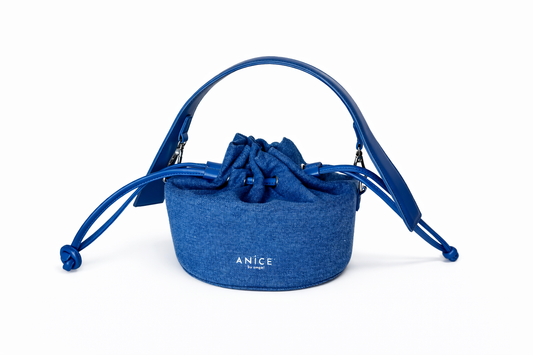 ANiCE’ By Angel Angelou Drawstring Indigo Denim Bucket Bag